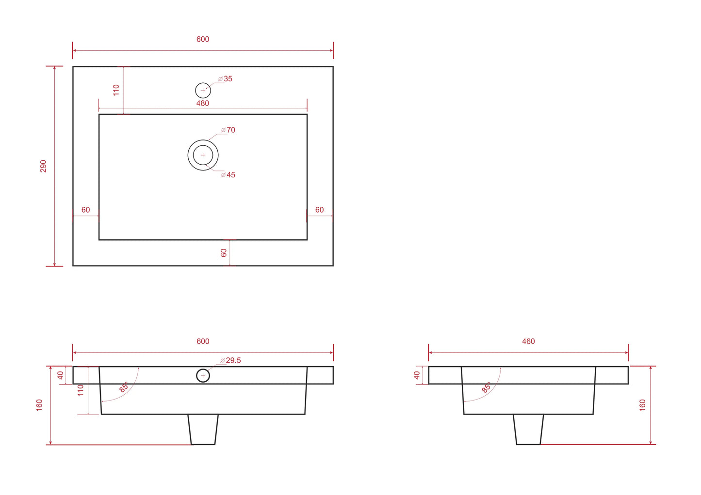 Karo bathroom furniture - 60cm - White - White washbasin