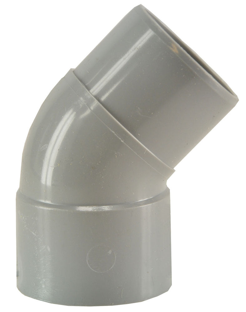 Afvoerbocht mof 110mm x spie 110mm 45 graden PVC