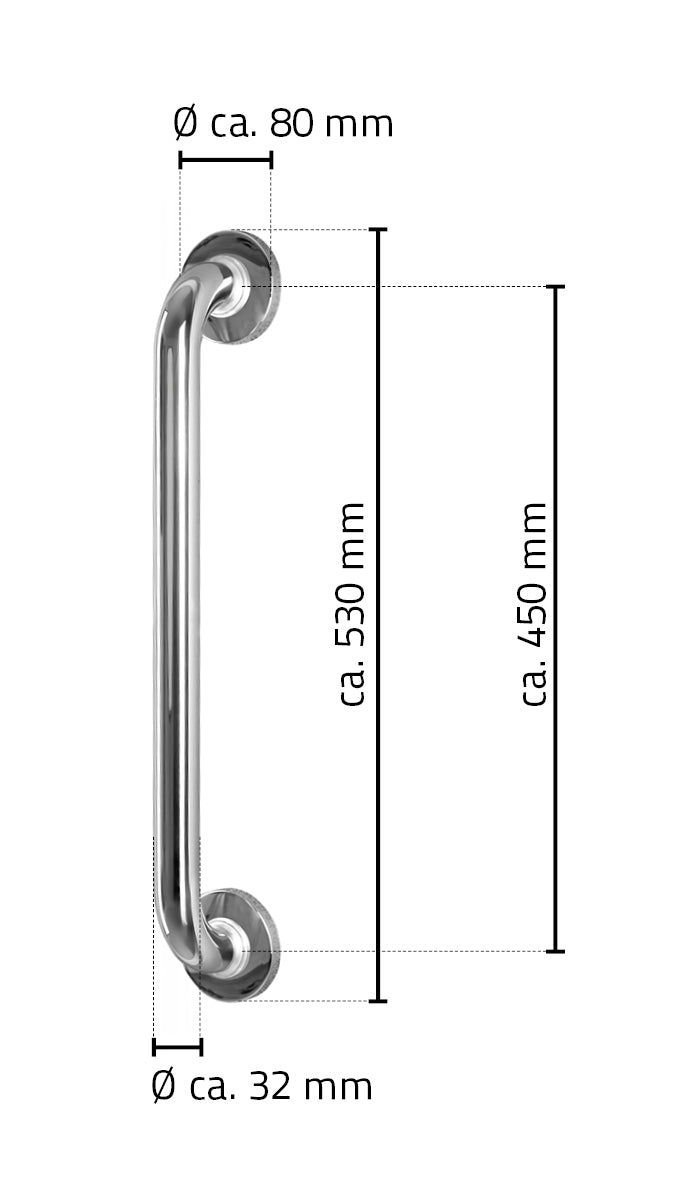Lijntekening Ridder badgreep RVS 45cm chroom