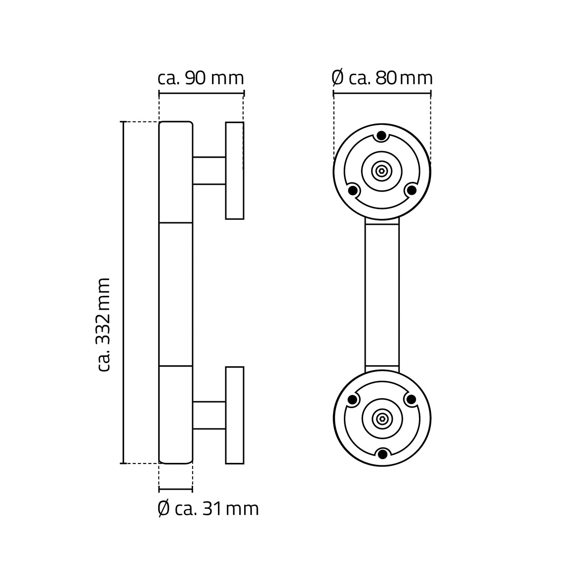 Lijntekening Ridder Ken badgreep met softgrip 30cm chroom/zwart