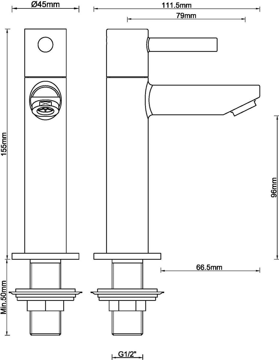 Amador fonteinkraan XL 1/2'' mat zwart