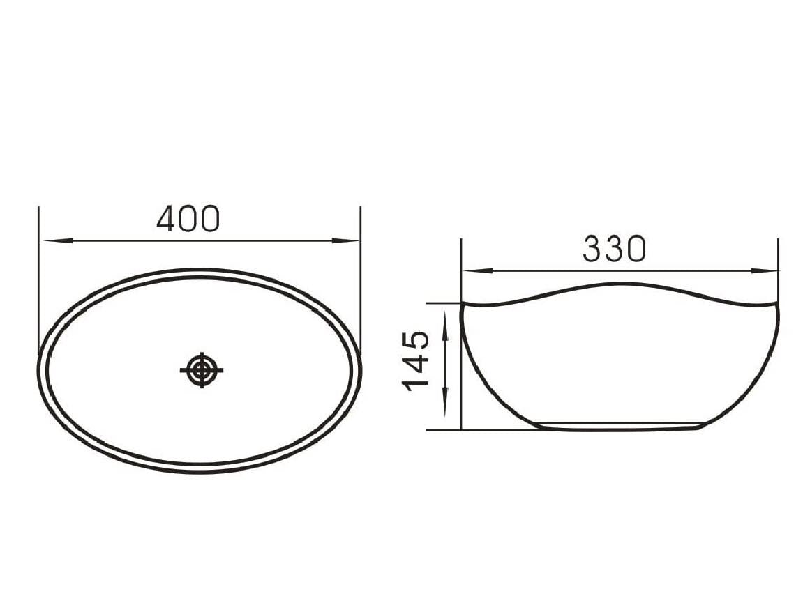 Lavabo sobre encimera ovalado Lorens 40x33x14,5cm Negro Mate