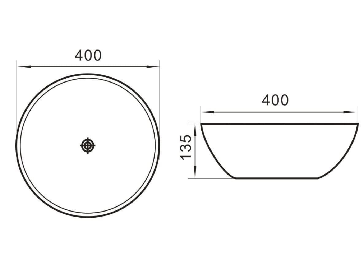Lavabo sobre encimera Lorens redondo 40x40x13,5cm negro mate