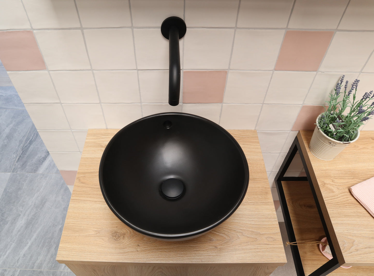 Waskom keramiek mat zwart 38x38x15cm - WDtegels