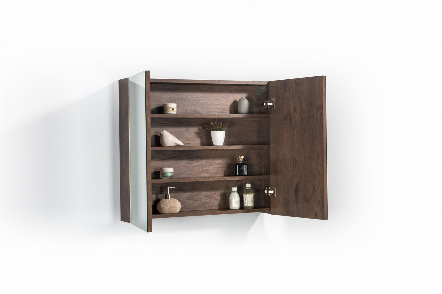 Armario espejo Tieme roble oscuro mate 80x70x16cm