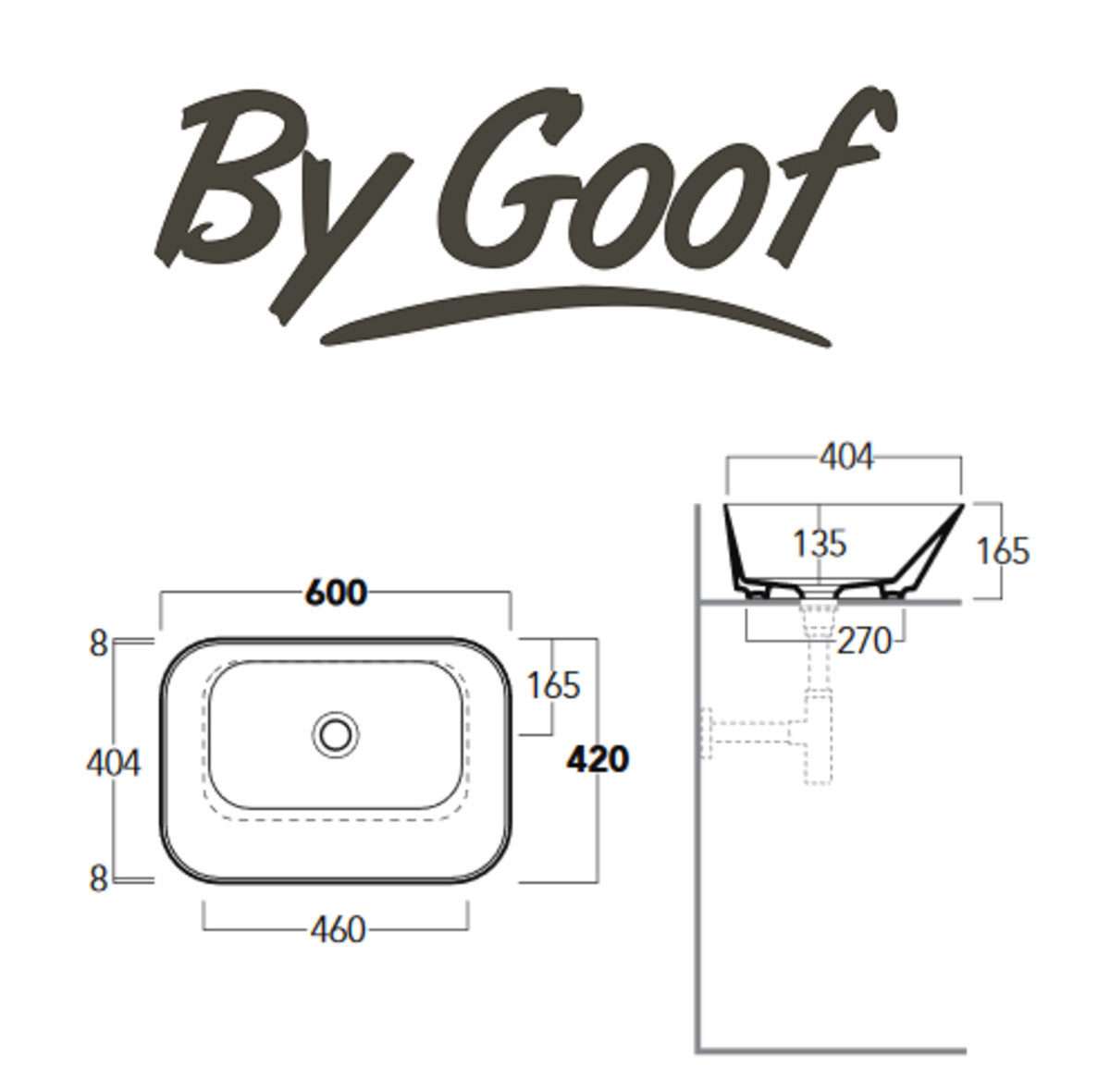 Lavabo de diseño Mees rectangular gris mate