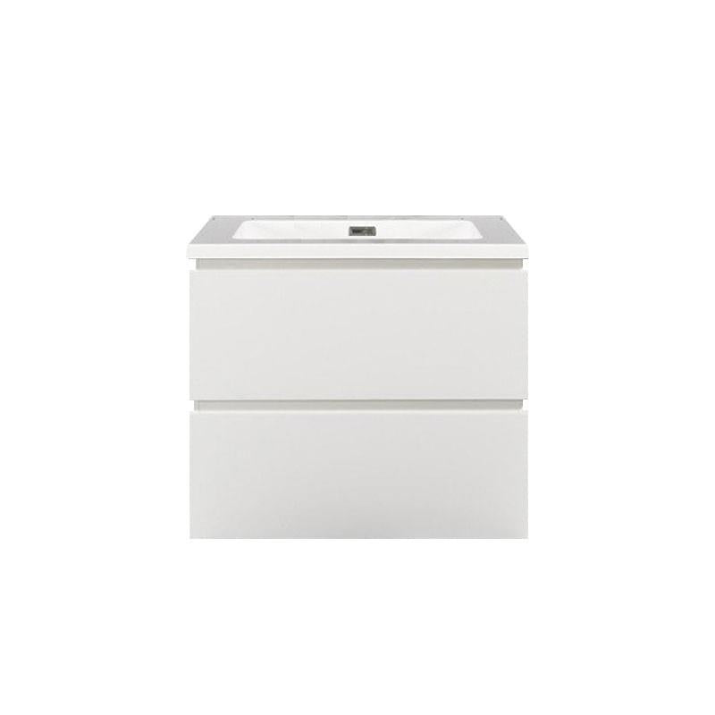 Lavabo de mármol mineral Tieme 60cm blanco sin orificio para grifería