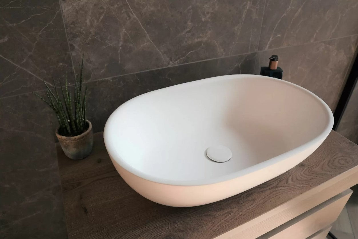 Lavabo Tijn Solid Surface Blanco Mate 55x35,5x14,5cm