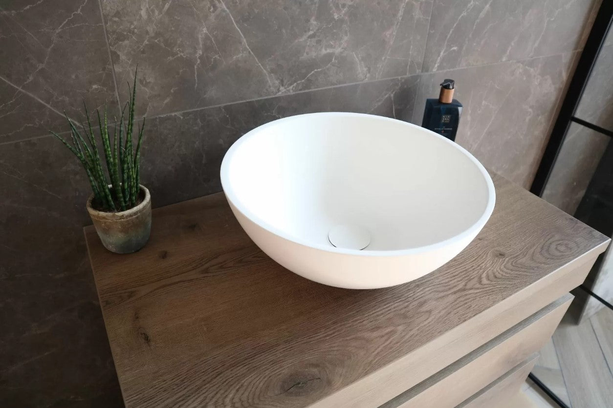 Waskom Max Solid Surface White Matt 37x37x14,5cm - WDtegels