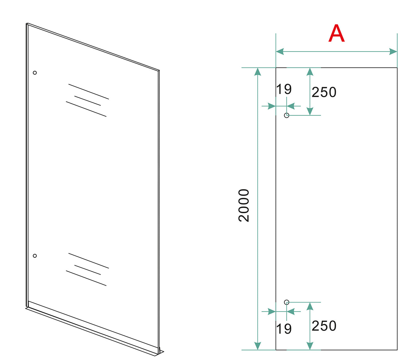 Less inloopdouche 50 x 200 cm Nano helder glas/gunmetal Wiesbaden - WDtegels