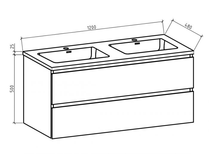 Onderkast badkamermeubel Tieme mat donker eiken 120x50x48cm - WDtegels