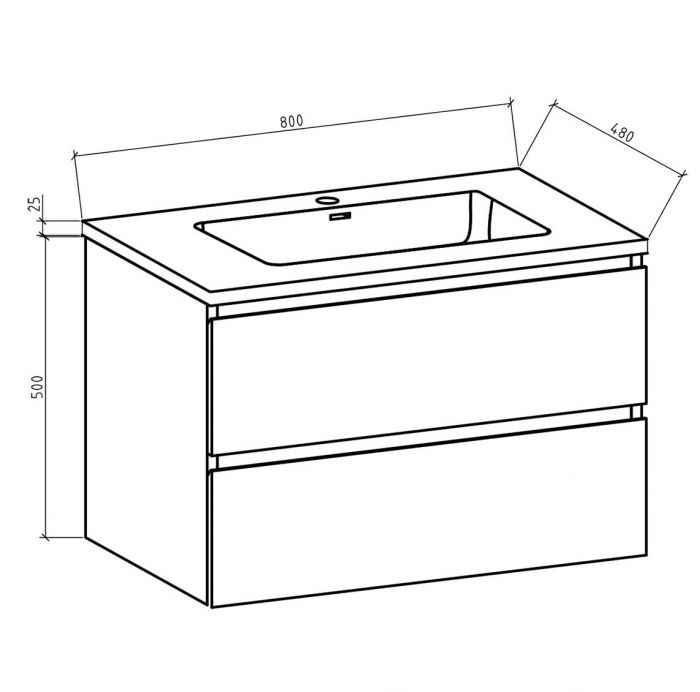 Onderkast badkamermeubel Tieme mat zwart 80x50x48cm - WDtegels