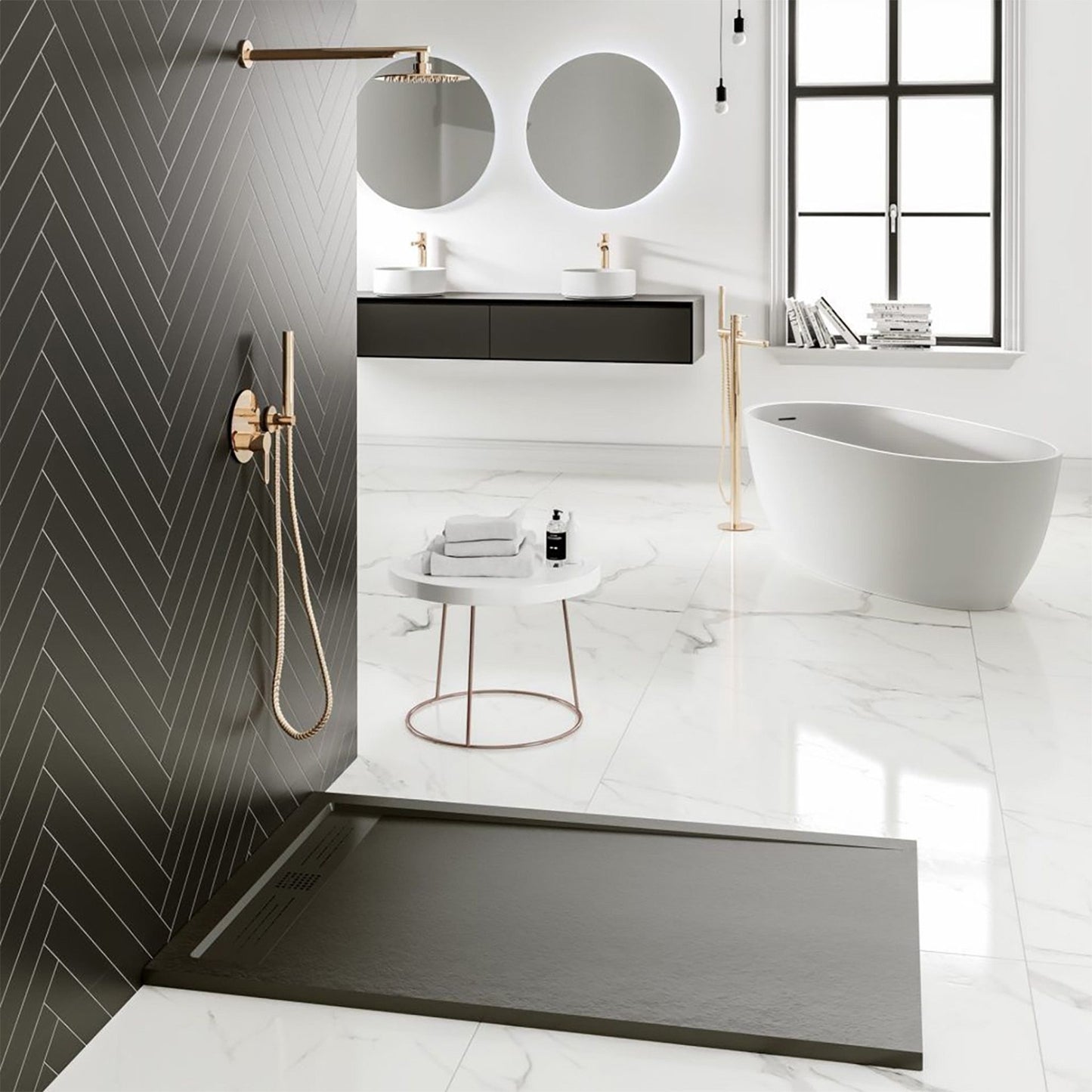 Aloni Elite Douchebak | 120x80x3cm | Composiet | Mat Zwart - WDtegels