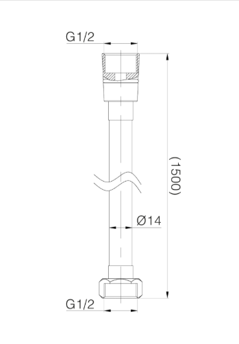 UniMatch doucheslang | Metaal | 150cm | Gunmetal PVD