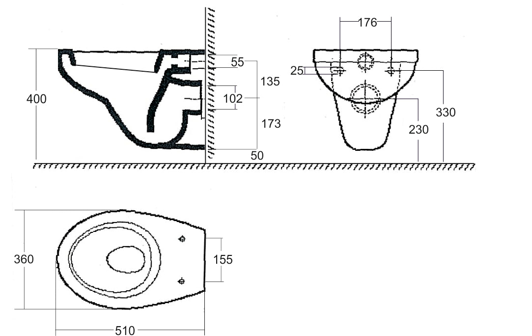 Inodoro suspendido Wiesbaden Sphinx de 52 cm, blanco