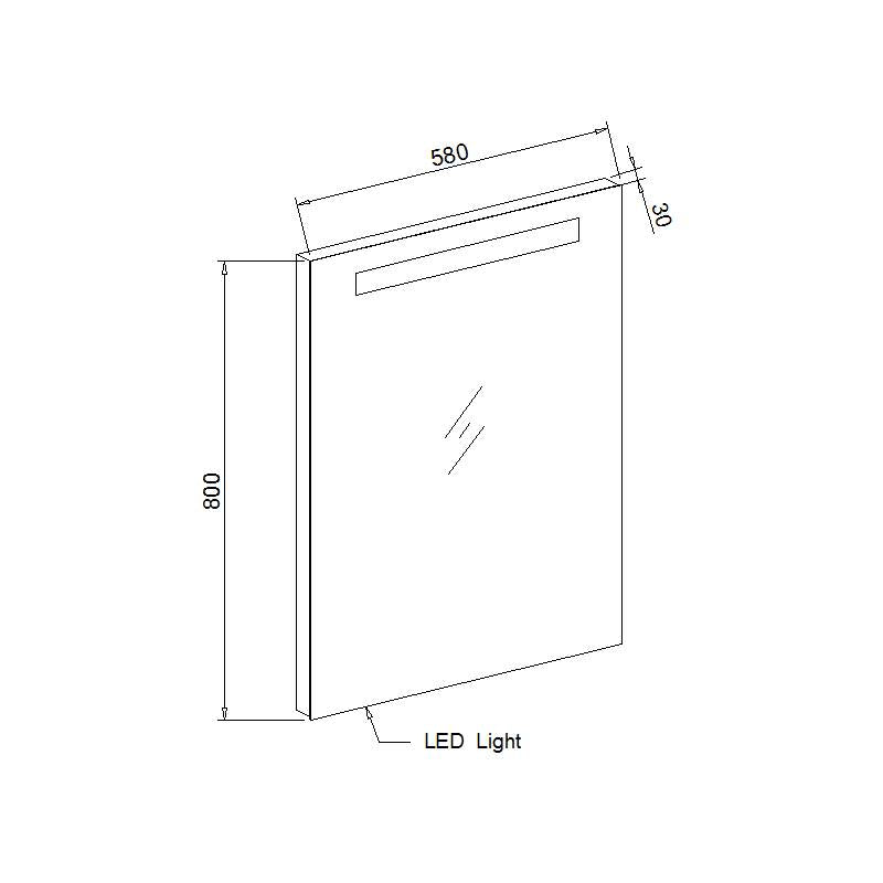 Aluminium spiegel met LED verlichting en onderverlichting 58 inclusief spiegelverwarming