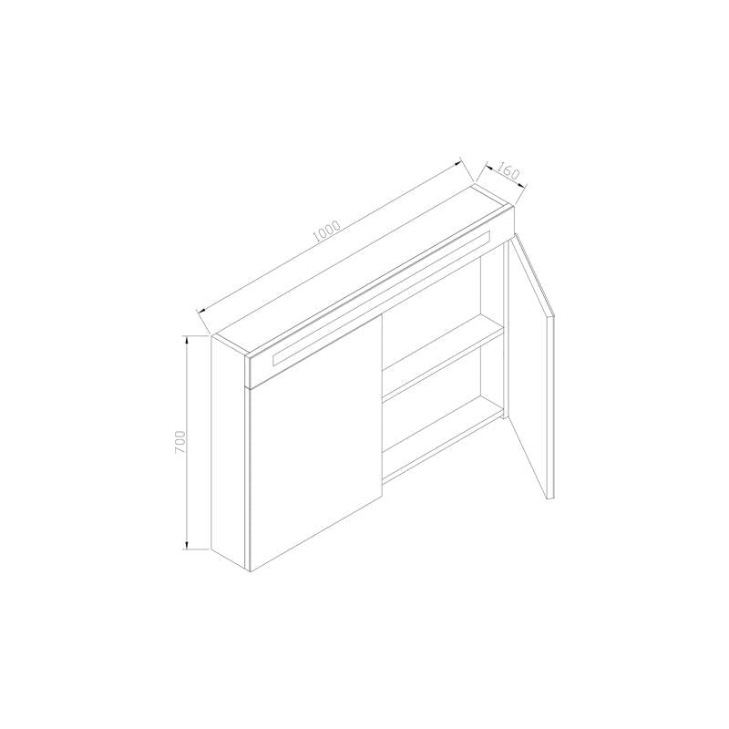 Spiegelkast 100 met LED verlichting Light Wood