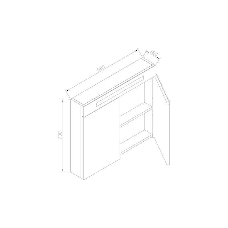 Spiegelkast 80 met LED verlichting Zwart Wenge