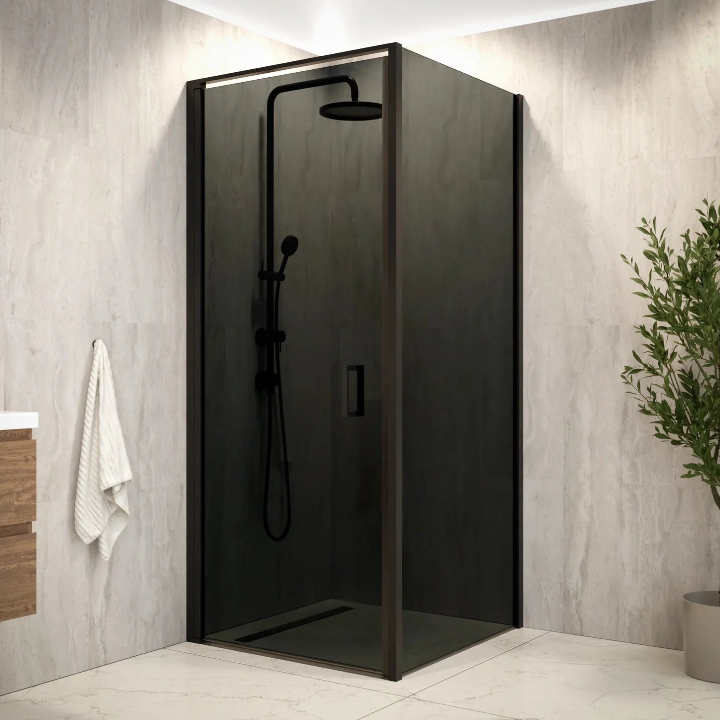 Douchecabine Vela - 90x200cm - Smoked Glass - Zwart - WDtegels