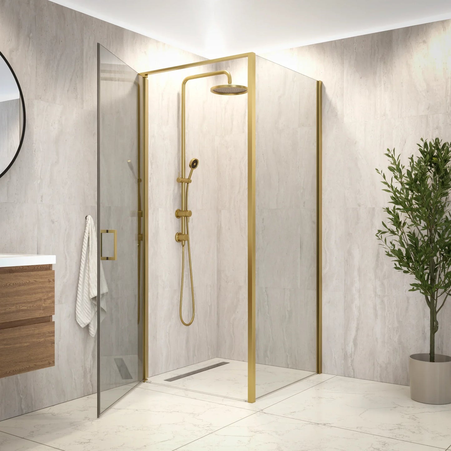 Douchecabine Vela - 90x200cm - Goud - WDtegels