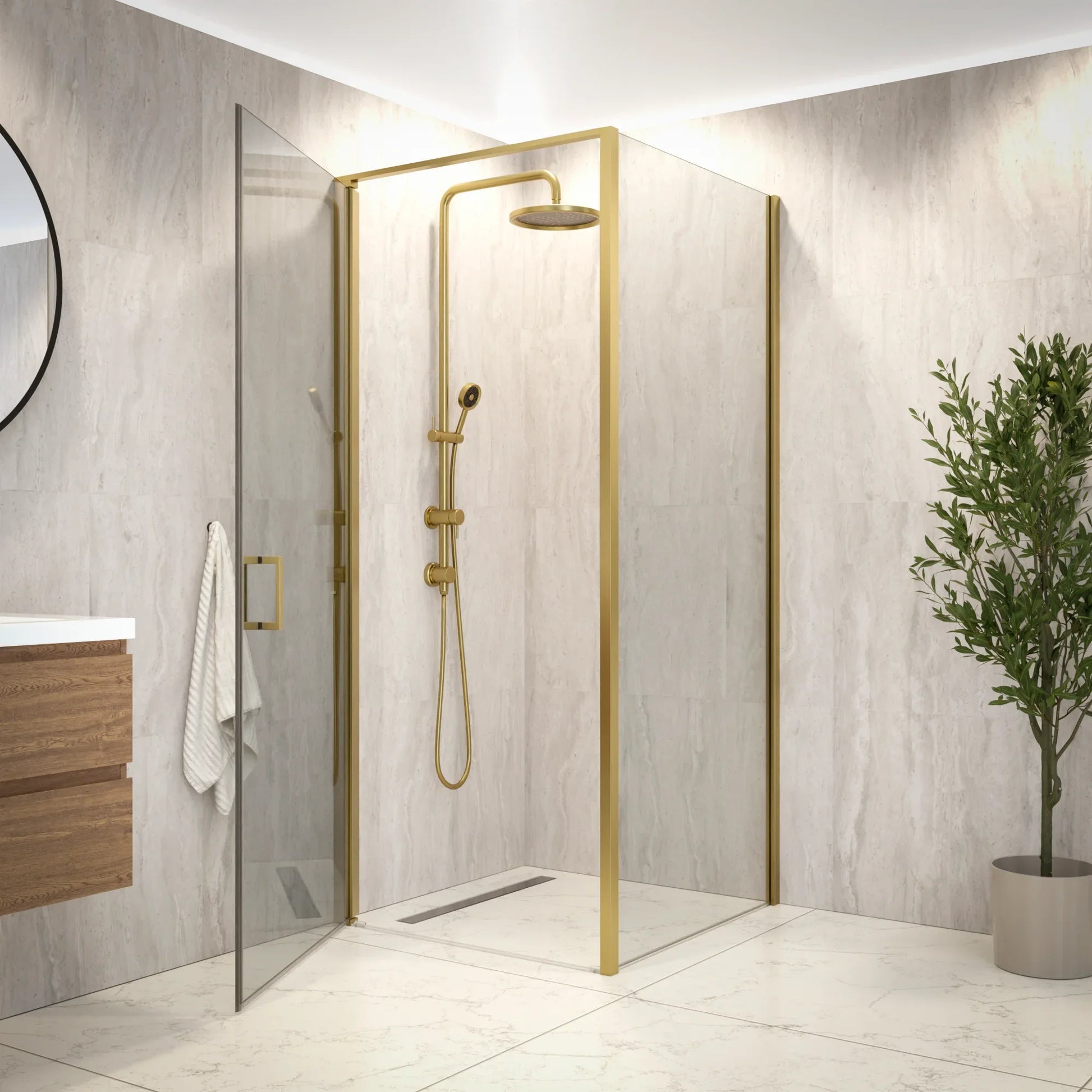 Douchecabine Vela - 90x200cm - Goud - WDtegels