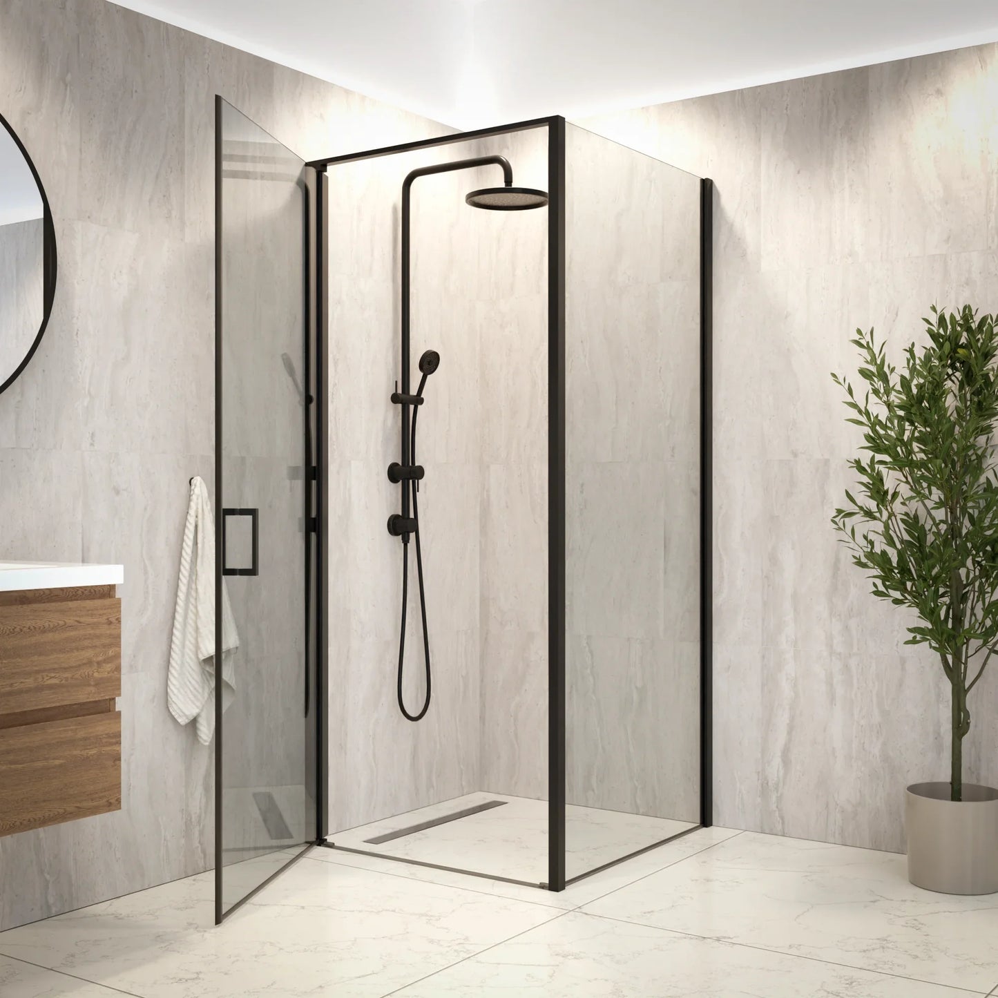 Douchecabine Vela - 90x200cm - Zwart - WDtegels
