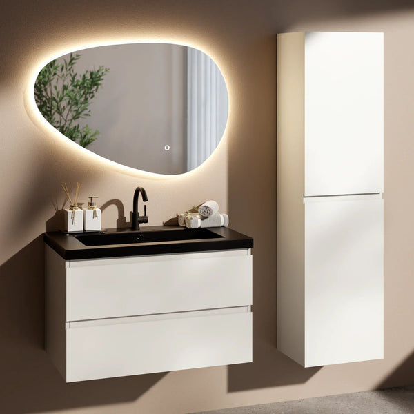 Badkamermeubelset Paris 80cm - Wit - Wastafel Zwart