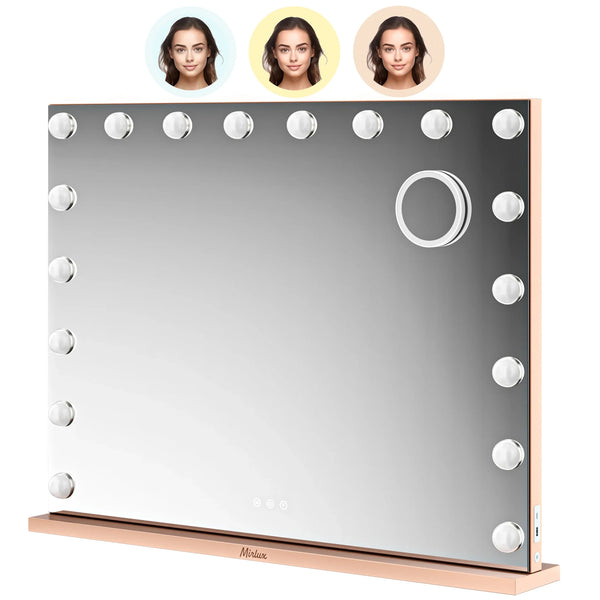 Espejo Hollywood - Altavoces Bluetooth - 80x60cm - Oro Rosa