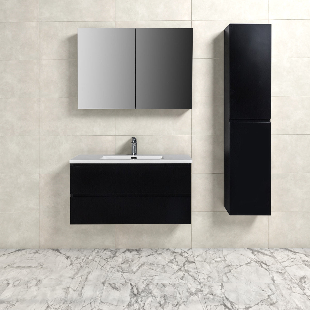 Onderkast badkamermeubel Tieme mat zwart 100x50x48cm