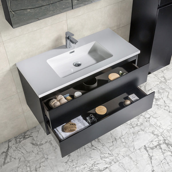 Onderkast badkamermeubel Tieme mat zwart 100x50x48cm