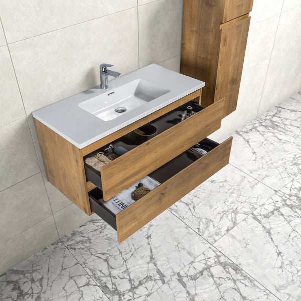 Onderkast badkamermeubel Tieme mat eiken 100x50x48cm