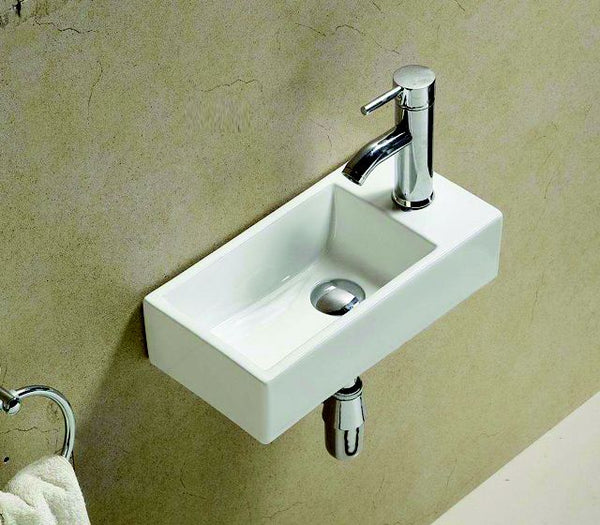 Fonteinset keramisch met kraan en afvoer Pax Rechts | 40.5x20x10.5cm | Wit