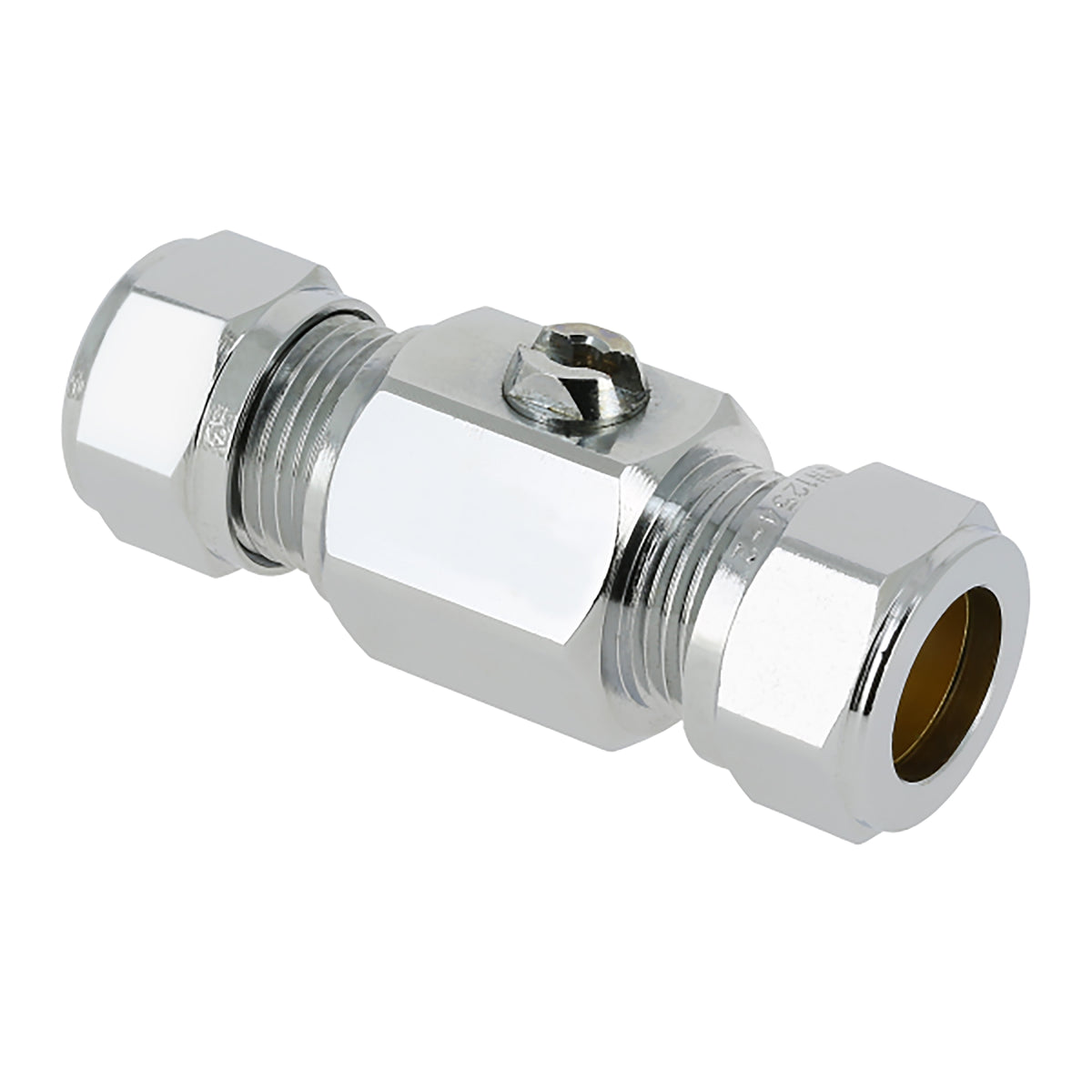 Kogelkraan recht KIWA 12mm knel x 12mm knel verchroomd