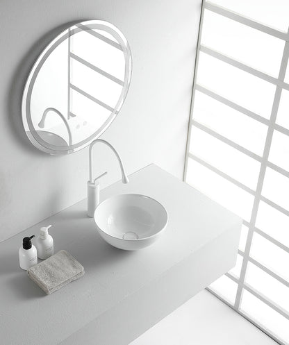 Luna waskom rond 32,5 x 14 cm keramiek glans wit - WDtegels