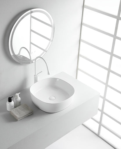 Sofia waskom rond 44 x 44 x 13,5 cm keramiek glans wit - WDtegels