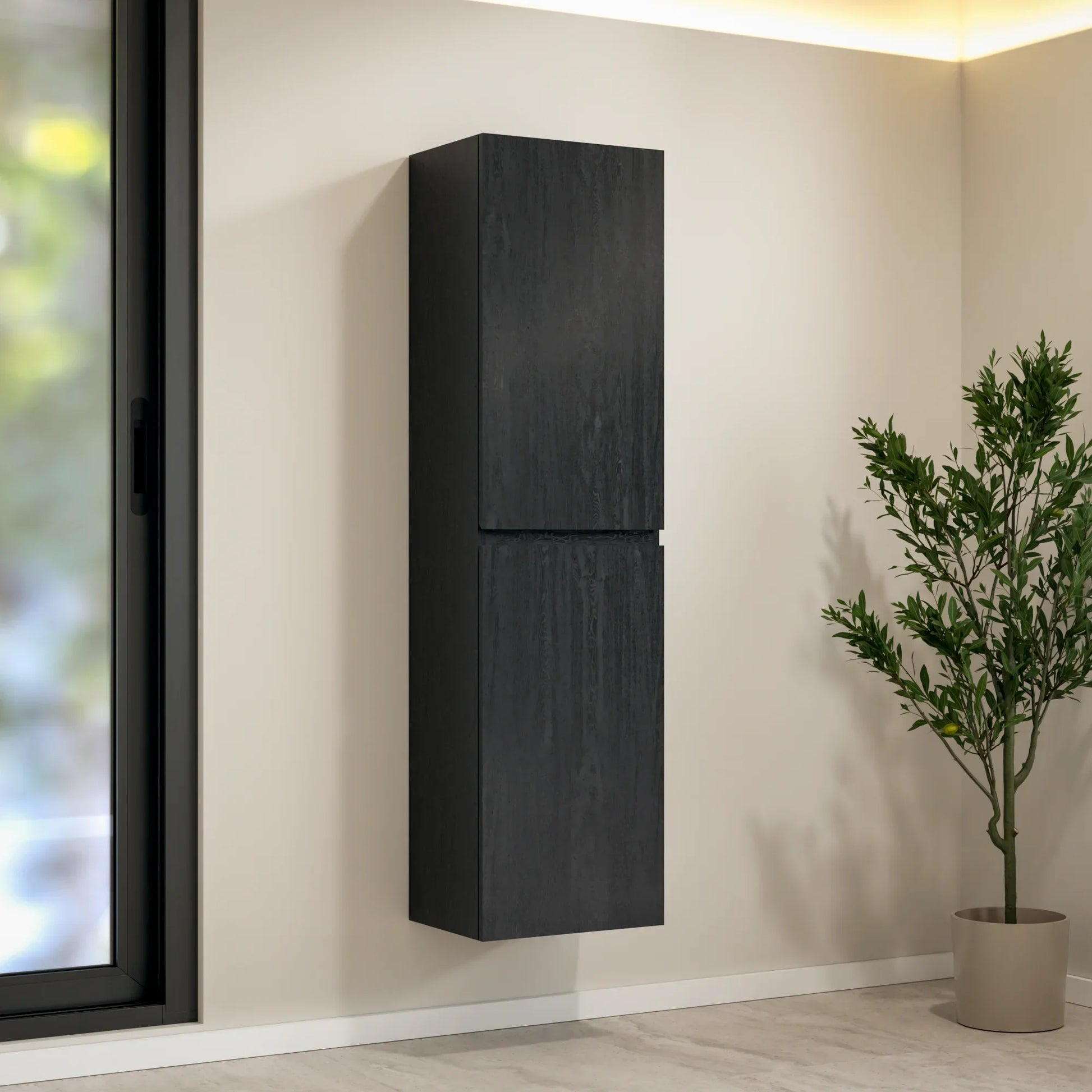 Kolomkast Ruvo - 150cm - Zwart Eiken - WDtegels