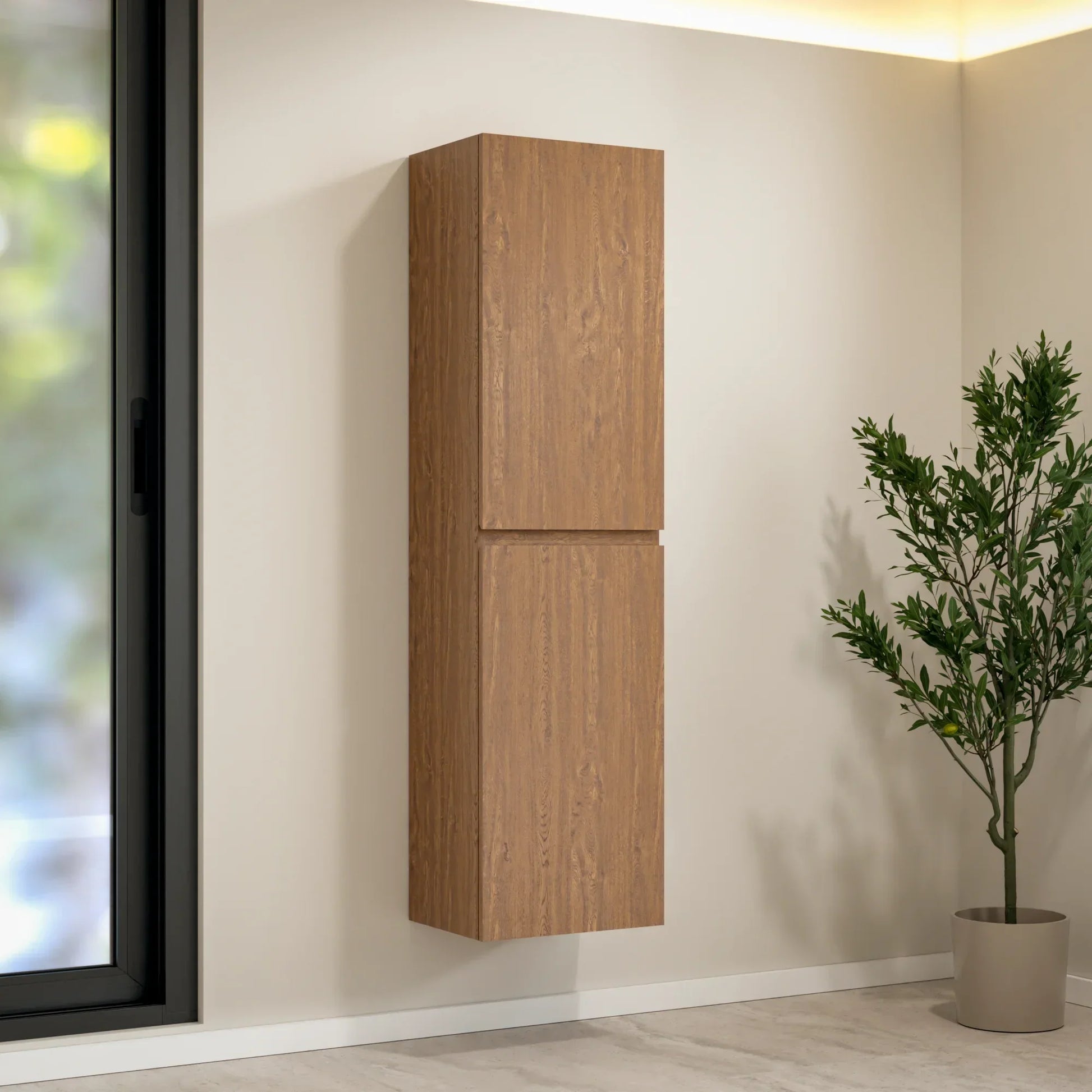 Badkamermeubelset Verona 60cm- Warm Eiken - Wastafel Zwart - WDtegels