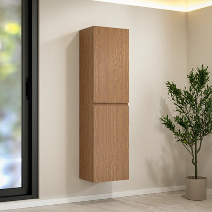 Badkamermeubelset Valento 60cm - Warm Eiken - Wastafel Wit - WDtegels