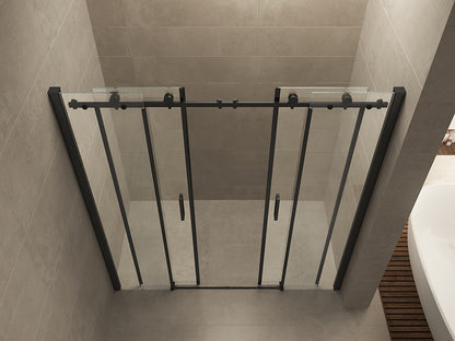 Slide nis schuifdeur dubbel 180x200cm 8mm Nano helder glas Mat zwart - detailfoto