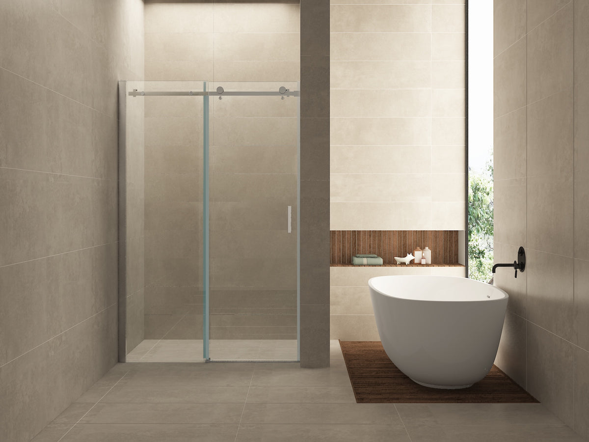 Slide nis schuifdeur 110x200cm 8mm Nano helder glas Chroom