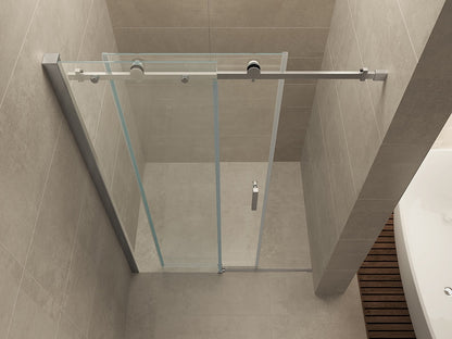 Slide nis schuifdeur 110x200cm 8mm Nano helder glas Chroom - detailfoto