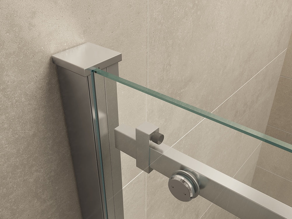 Slide nis schuifdeur 110x200cm 8mm Nano helder glas Chroom - sfeerbeeld