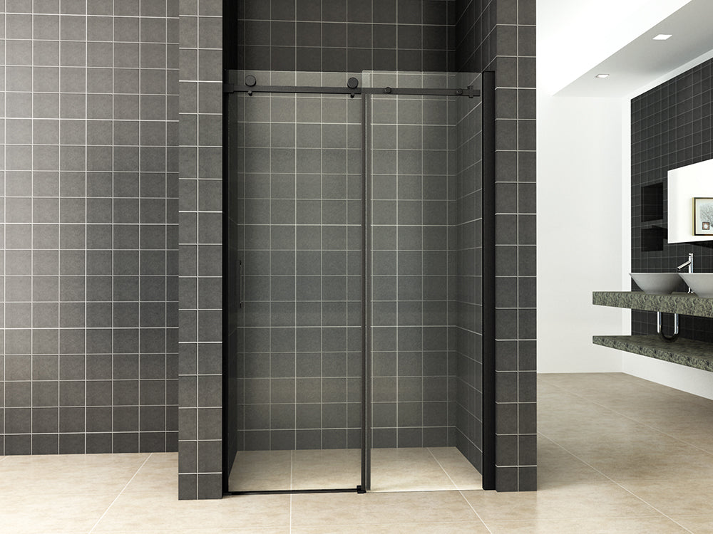 Slide nis schuifdeur 1200 x 2000 x 8 mm nano helder glas/mat zwart - WDtegels