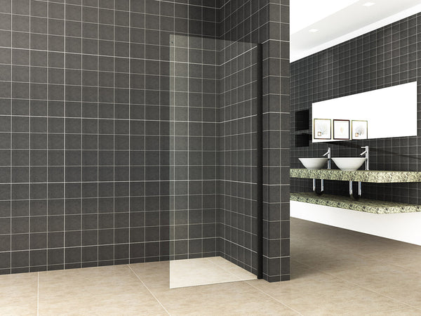 Side zijwand voor nis schuifdeur | 80x200cm | 8 mm nano helder | Glas/mat zwart