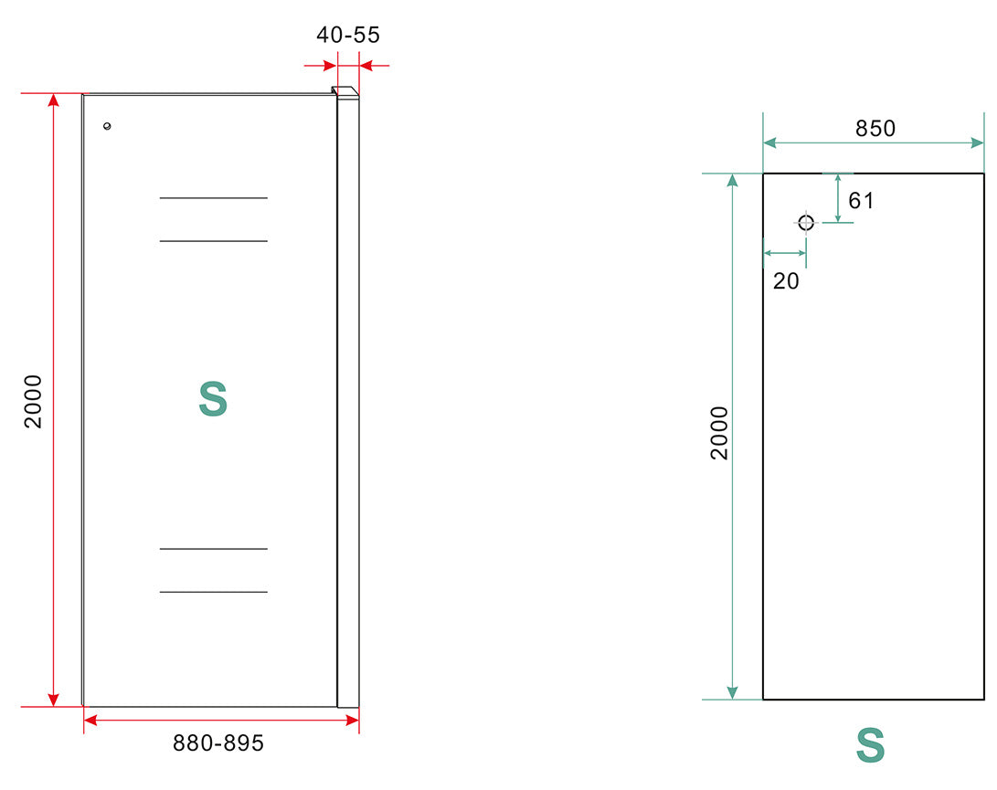 Side zijwand voor nis schuifdeur | 90x200cm | 8 mm nano helder | Glas/mat zwart - WDtegels