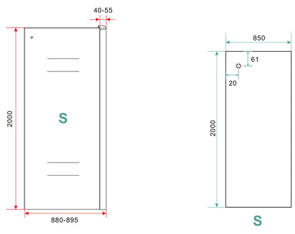 Side zijwand voor nis schuifdeur | 90x200cm | 8 mm nano helder | Glas/mat zwart - WDtegels