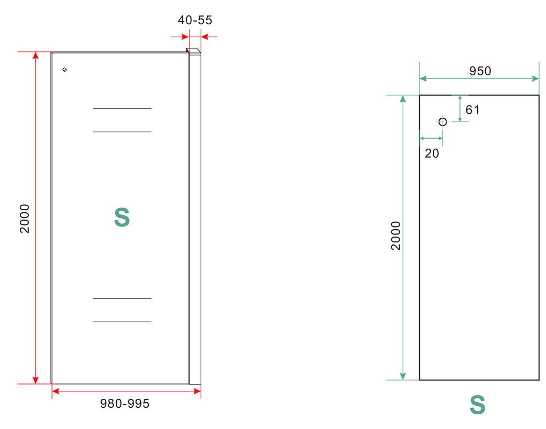 Side zijwand voor nis schuifdeur | 100x200cm | 8 mm nano helder | Glas/mat zwart - WDtegels