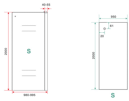 Side zijwand voor nis schuifdeur | 100x200cm | 8 mm nano helder | Glas/mat zwart - WDtegels