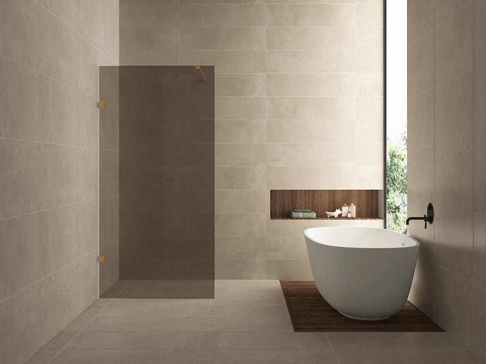 Less walk-in shower 900 x 2000 x 8 mm nano vintage bronze glass/brushed bronze copper