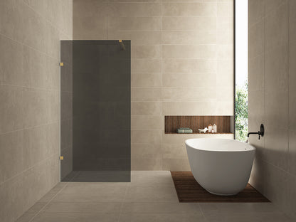 Less inloopdouche 80x200cm 8mm Nano rookglas Geborsteld messing